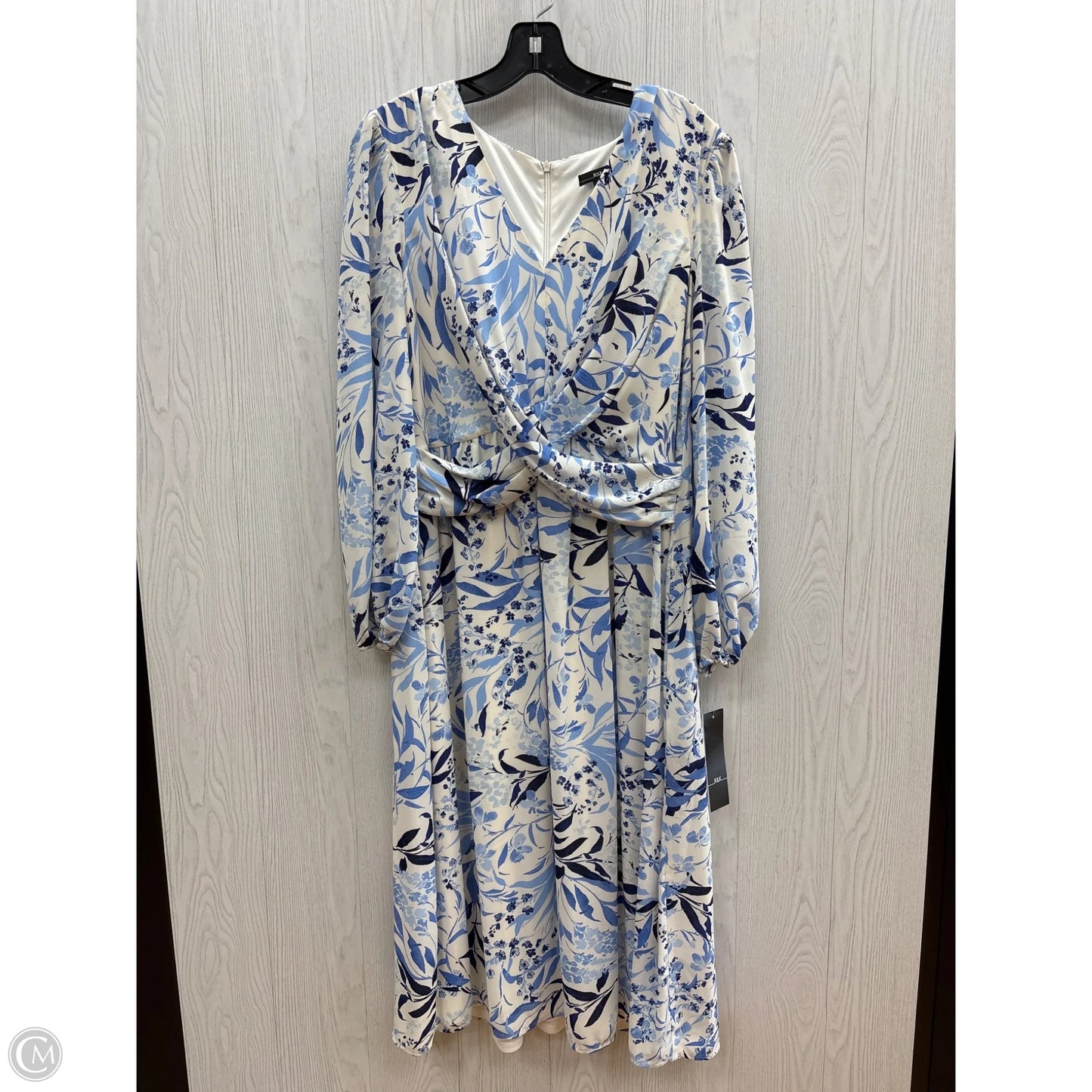 Dress Casual Midi By R And K Originals In Blue & White, Size: 14