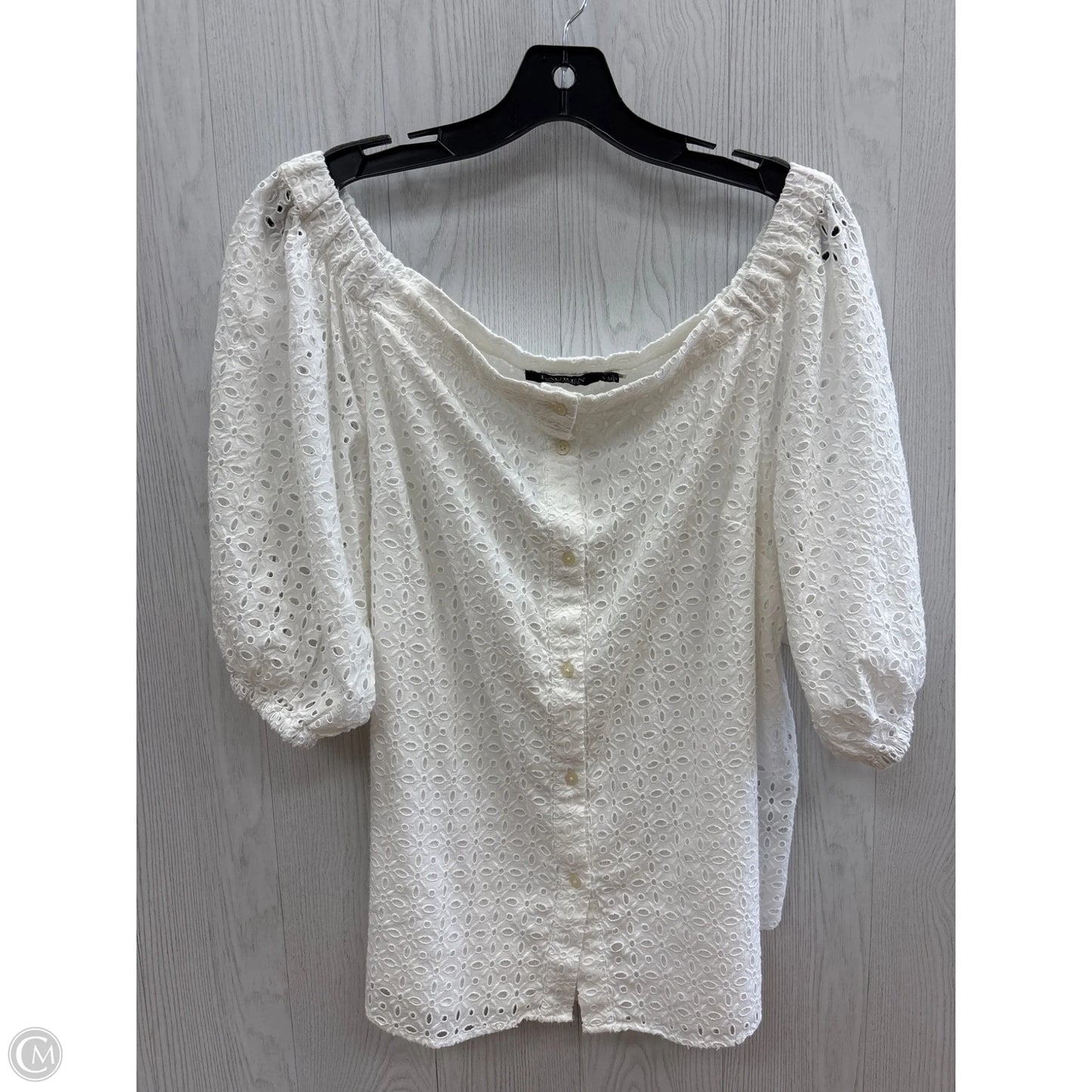 Top Short Sleeve By Lauren By Ralph Lauren In White, Size: L