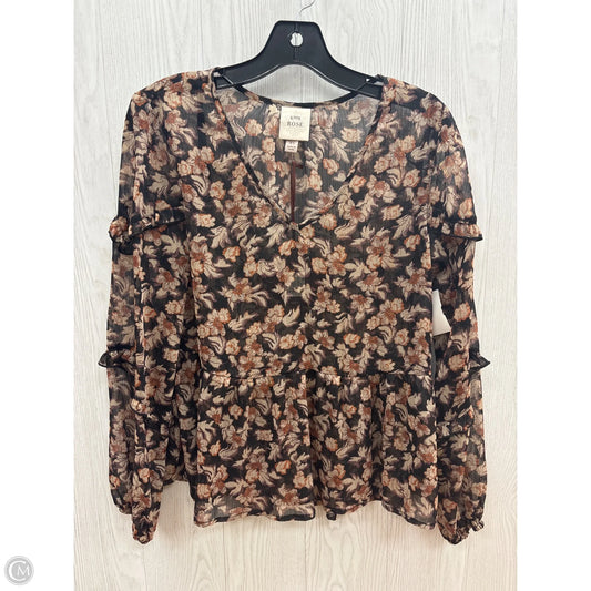 Top Long Sleeve By Knox Rose In Flowered, Size: Xs