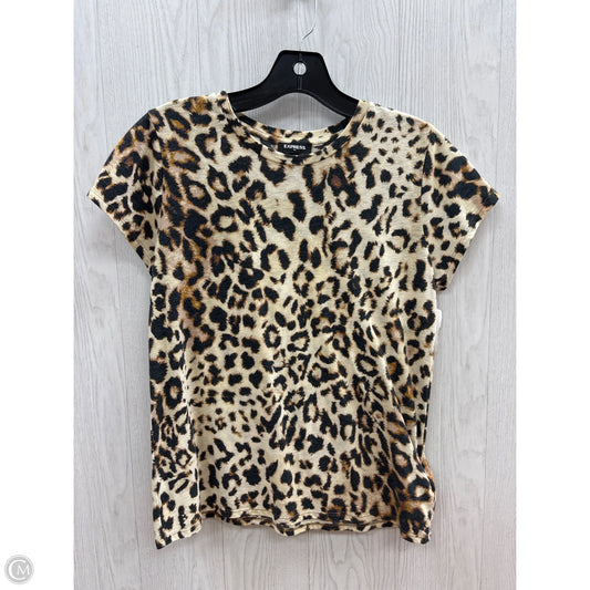 Top Short Sleeve Basic By Express In Animal Print, Size: M