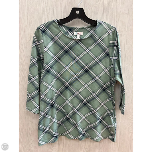 Top 3/4 Sleeve By Denim And Company In Green, Size: S