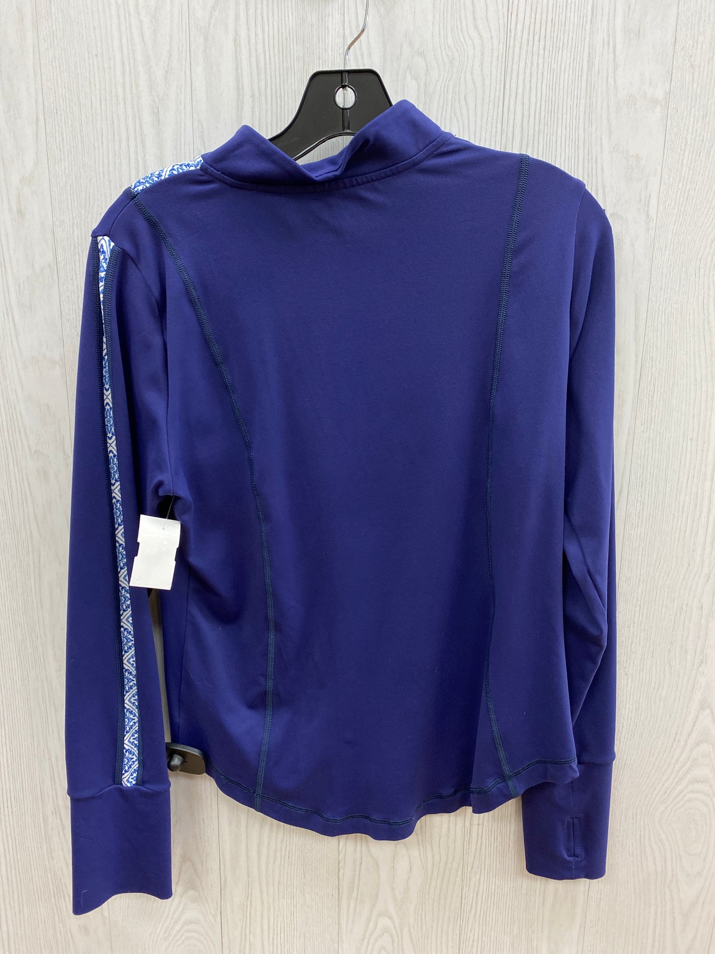 Athletic Top Long Sleeve Collar By Gianni Bini In Blue & White, Size: L