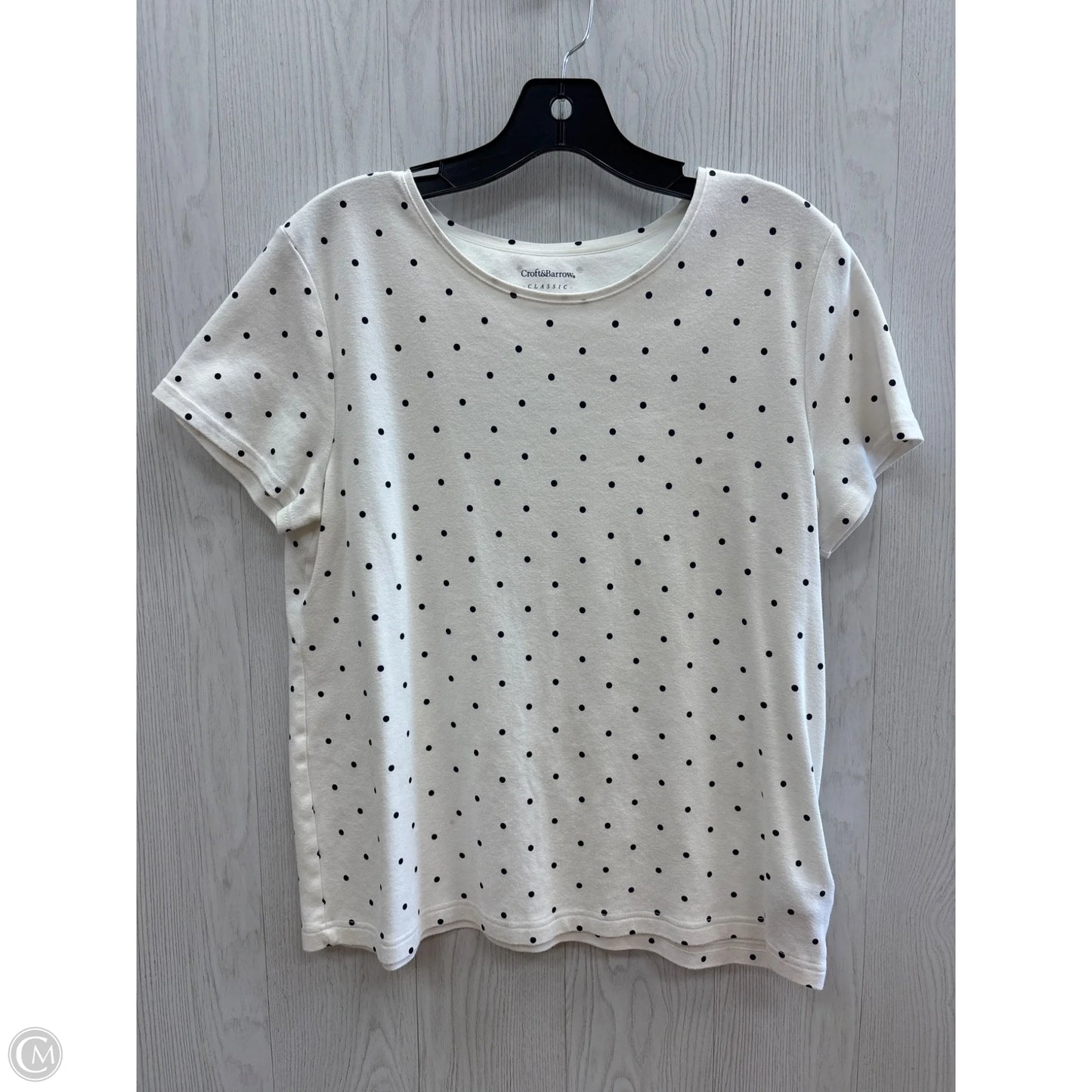 Top Short Sleeve Basic By Croft And Barrow In Polkadot Pattern, Size: L