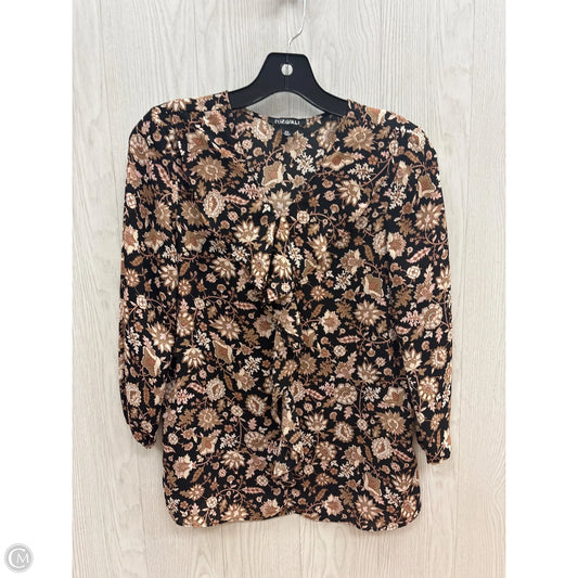 Top 3/4 Sleeve Basic By Roz And Ali In Floral Print, Size: Xs