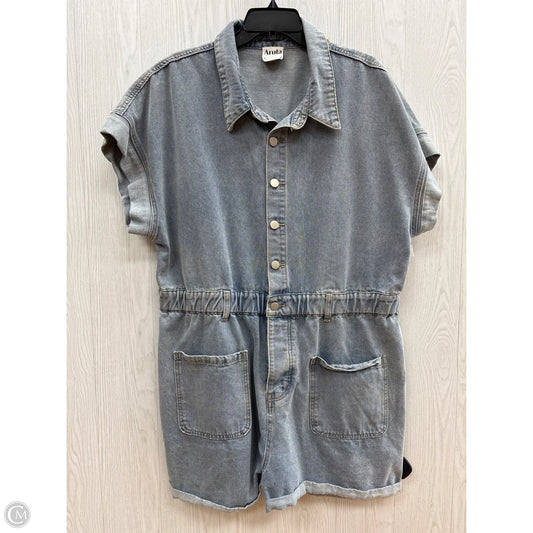 Romper By Clothes Mentor In Blue Denim, Size: Xl