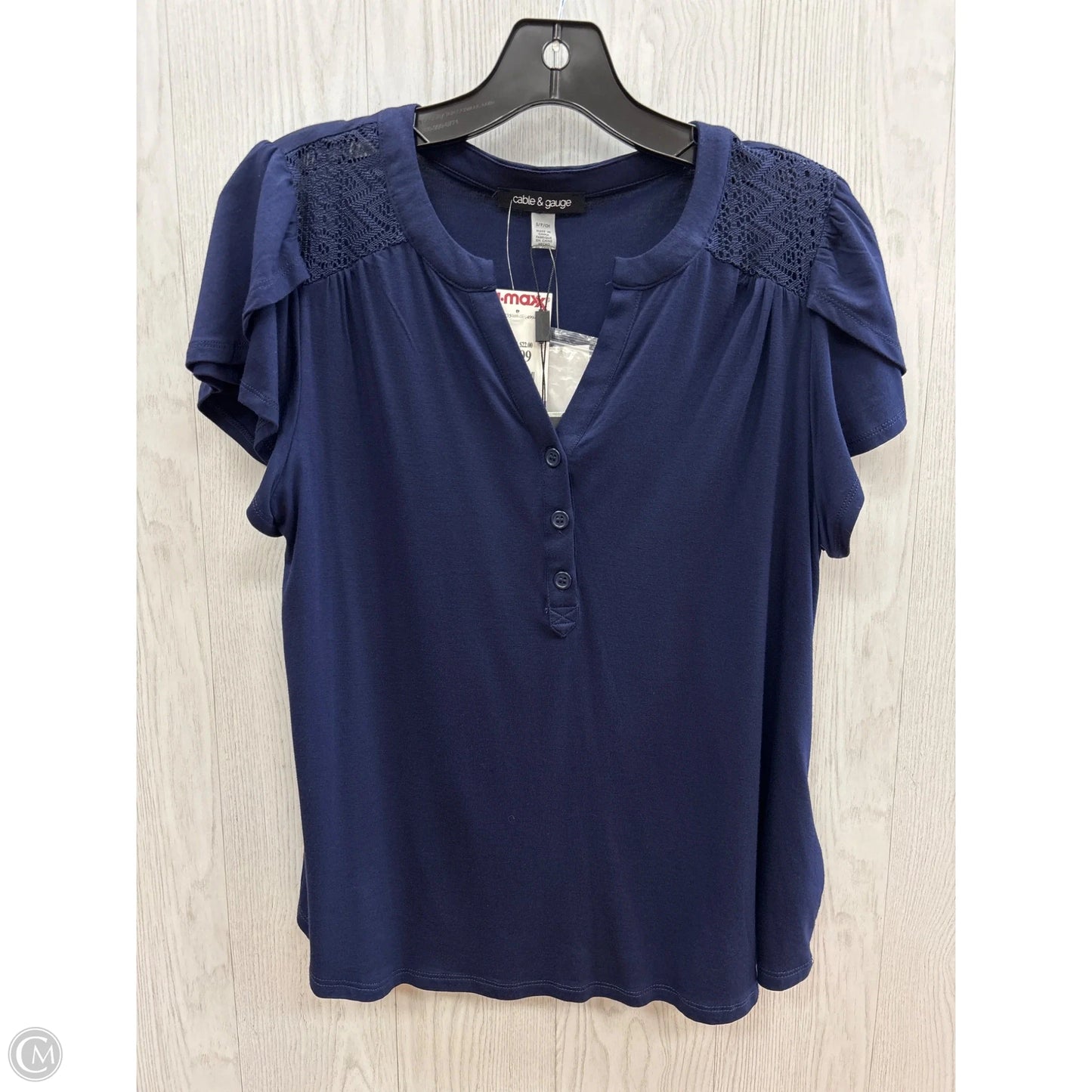 Top Short Sleeve By Cable And Gauge In Blue, Size: S