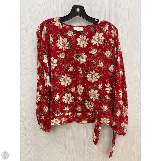 Top Long Sleeve By Loft In Red, Size: S
