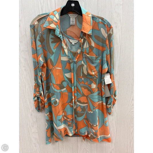 Top Long Sleeve By Multiples In Blue & Orange, Size: Xs