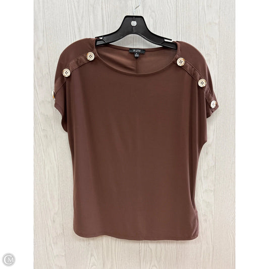Top Short Sleeve Basic By Auw In Brown, Size: S