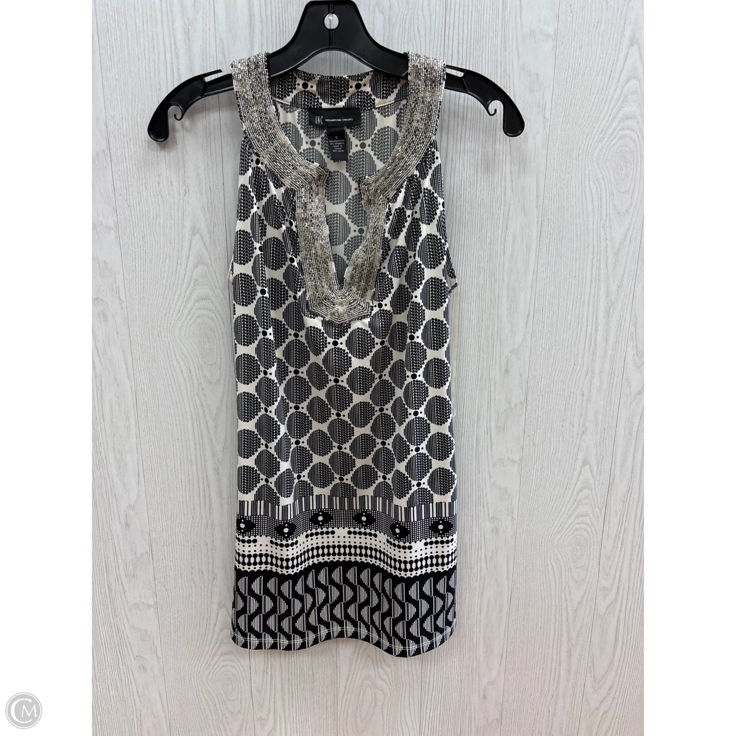 Top Sleeveless By International Concepts In Black & White, Size: S