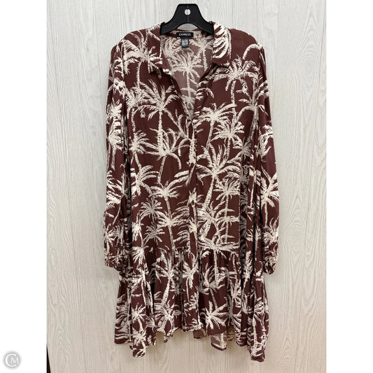 Dress Casual Short By Express In Brown & White, Size: L