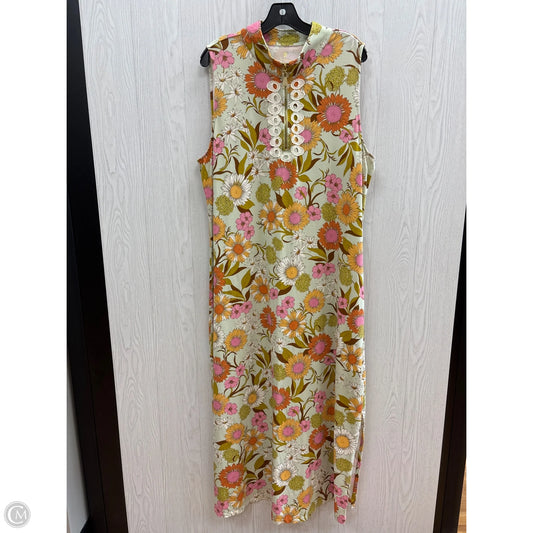 Dress Casual Maxi By Spartina In Green & Orange, Size: Xxl