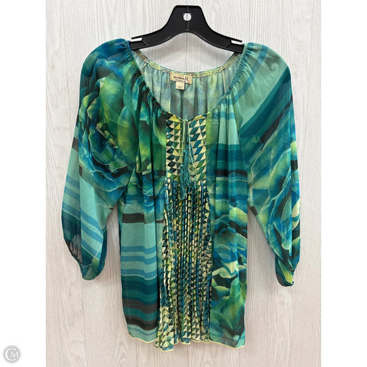 Top 3/4 Sleeve By One World In Blue Green, Size: S