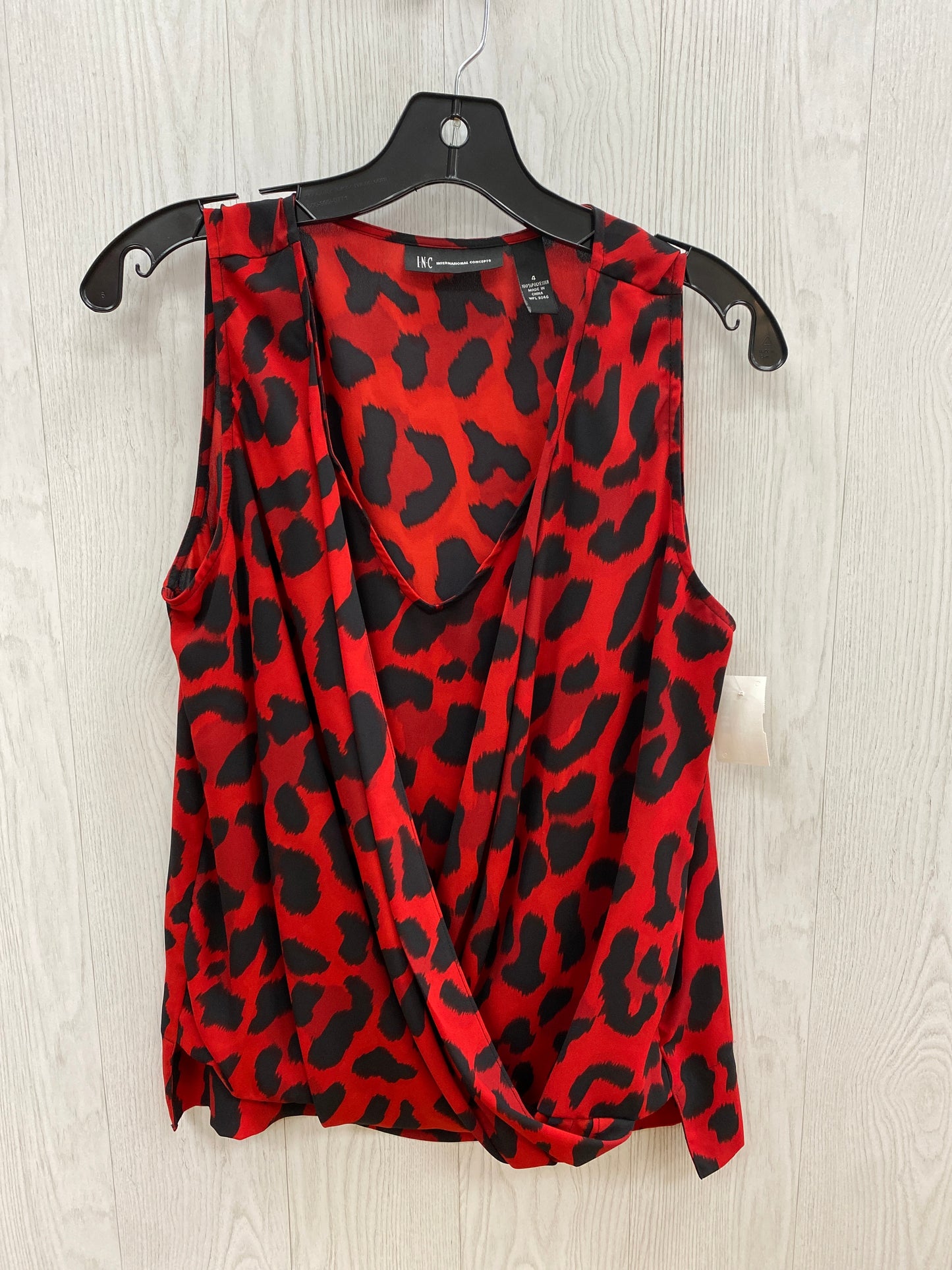 Red Black Top Sleeveless International Concepts, Size S