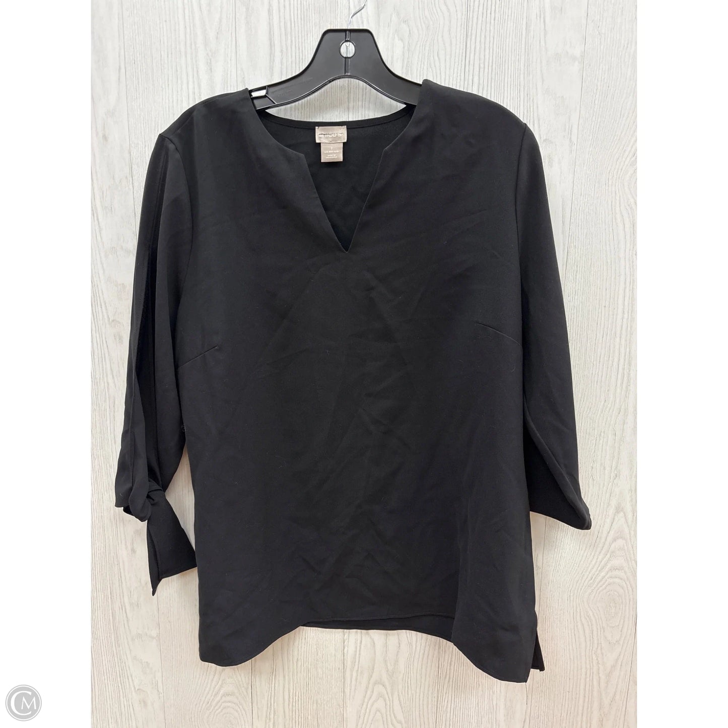 Top 3/4 Sleeve By Chicos In Black, Size: M