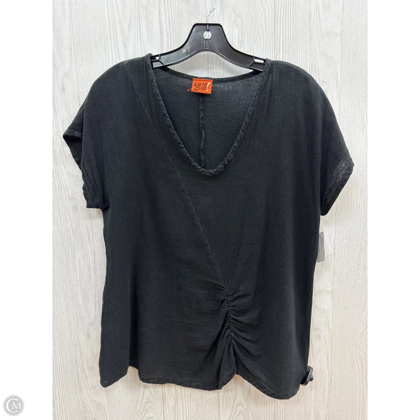 Top Short Sleeve By Oh My Gauze In Black, Size: M