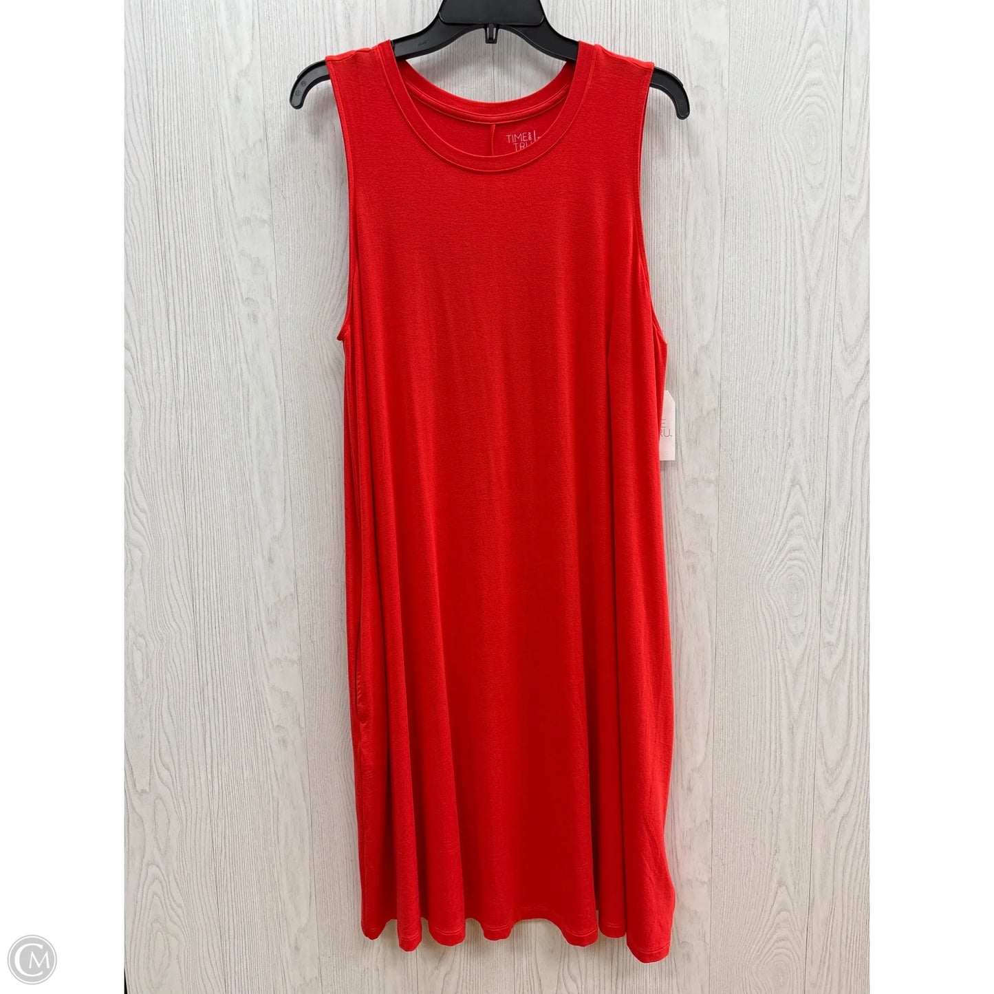 Dress Casual Midi By Time And Tru In Red, Size: Xl