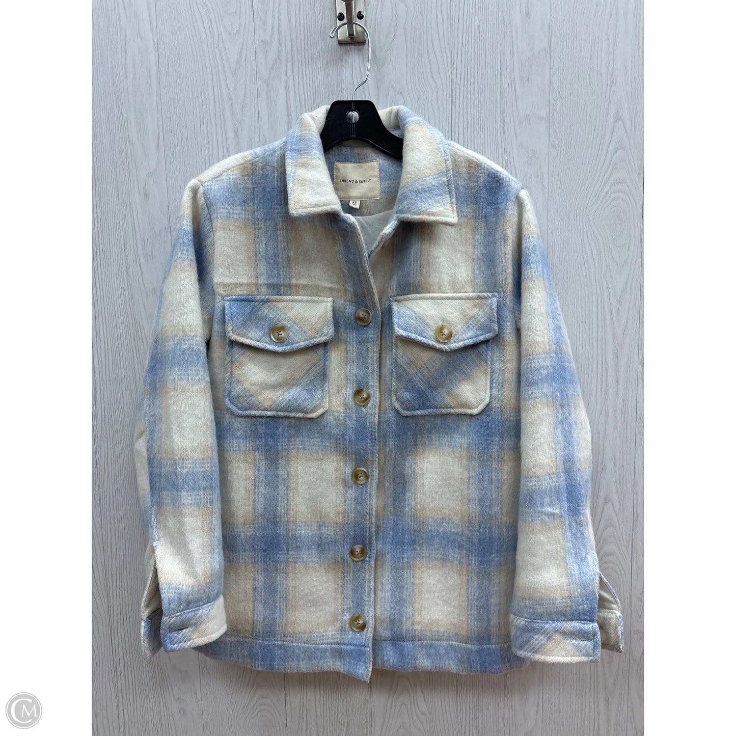 Jacket Shirt By Thread And Supply In Blue & Cream, Size: Xs