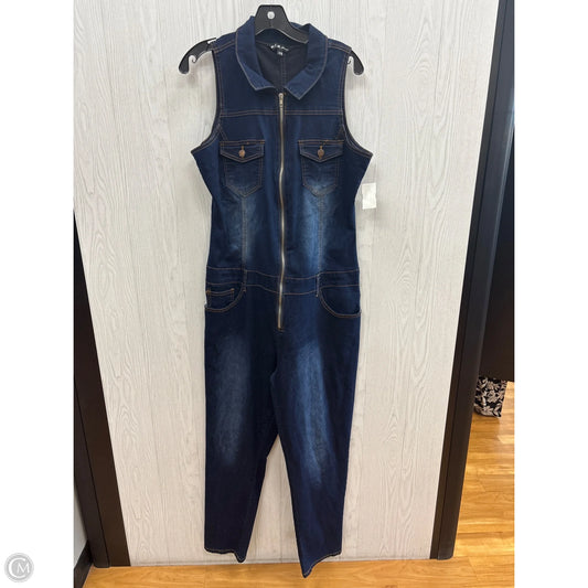 Jumpsuit By Clothes Mentor In Blue Denim, Size: 18