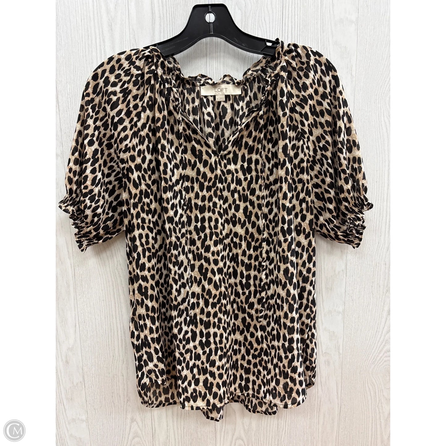 Top Short Sleeve By Loft In Animal Print, Size: Xs